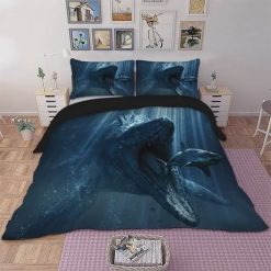 3D Big Dinosaur Eating Shark Bedding Sets