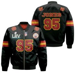 95 Chris Jones Kannas City 1 Jersey Inspired Style Bomber Jacket 95 Chris Jones Kannas City 1 Jersey Inspired Style Bomber Jacket