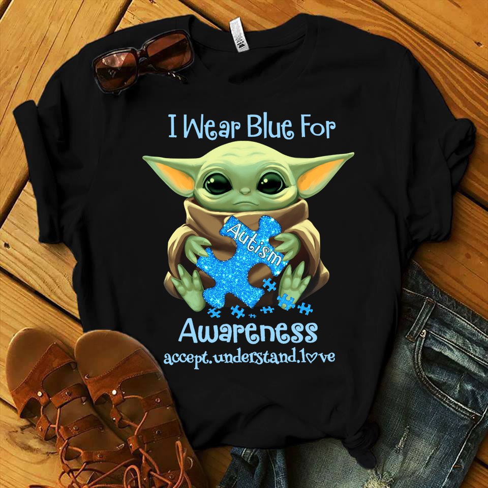 Baby Yoda I Wear Blue For Autism Awareness Unisex T-Shirt Baby Yoda I Wear Blue For Autism Awareness Unisex T-Shirt