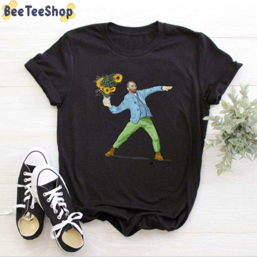 Funny Van Goghsky With His Sunflower Unisex T-Shirt Funny Van Goghsky With His Sunflower Unisex T-Shirt