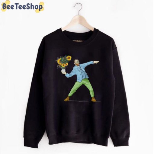 Funny Van Goghsky With His Sunflower Unisex T-Shirt