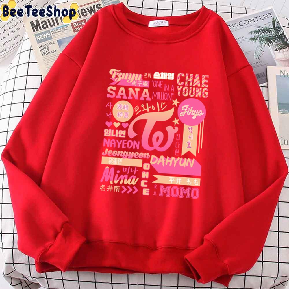 Pink Art Text Twice Kpop Unisex Sweatshirt Pink Art Text Twice Kpop Unisex Sweatshirt