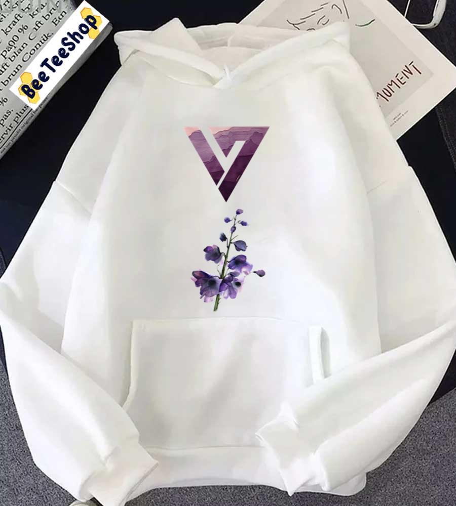 Purple Floral Watercolor Seventeen Kpop Unisex Hoodie Purple Floral Watercolor Seventeen Kpop Unisex Hoodie