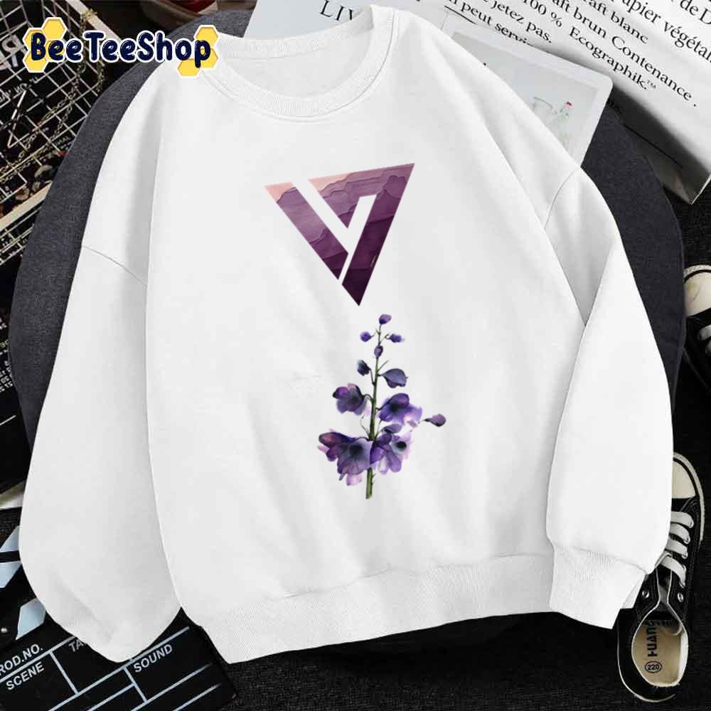 Purple Floral Watercolor Seventeen Kpop Unisex Hoodie Purple Floral Watercolor Seventeen Kpop Unisex Hoodie
