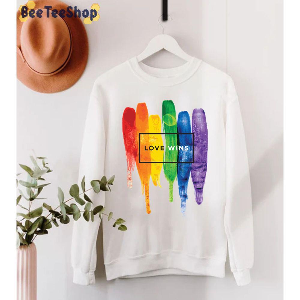 Watercolor Lgbt Love Wins Rainbow Paint Typographic Essential Unisex T-Shirt Watercolor Lgbt Love Wins Rainbow Paint Typographic Essential Unisex T-Shirt
