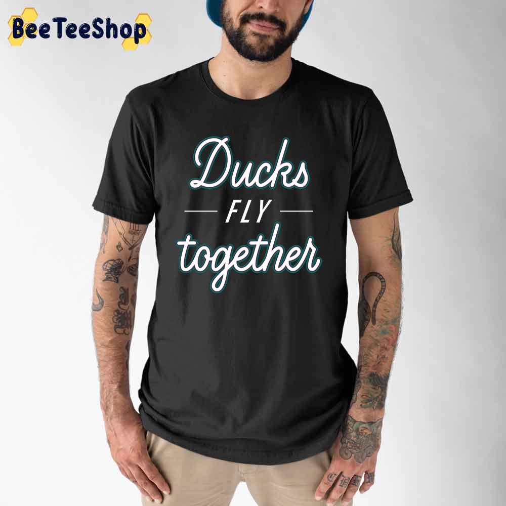 White Text Style Ducks Fly Together Anaheim Ducks Hockey Unisex T-Shirt White Text Style Ducks Fly Together Anaheim Ducks Hockey Unisex T-Shirt