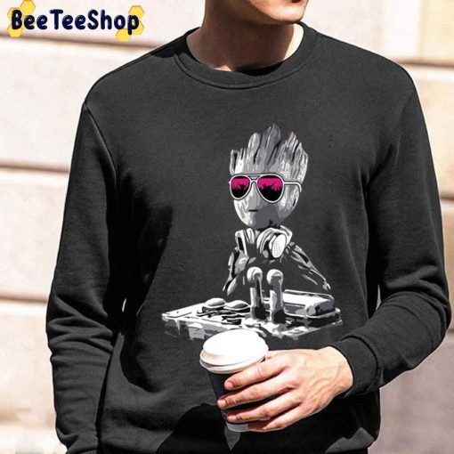 Music Guardians Headphones Funny Disco DJ Baby Groot Unisex T-Shirt