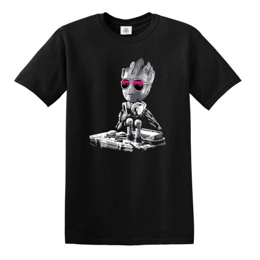 Music Guardians Headphones Funny Disco DJ Baby Groot Unisex T-Shirt