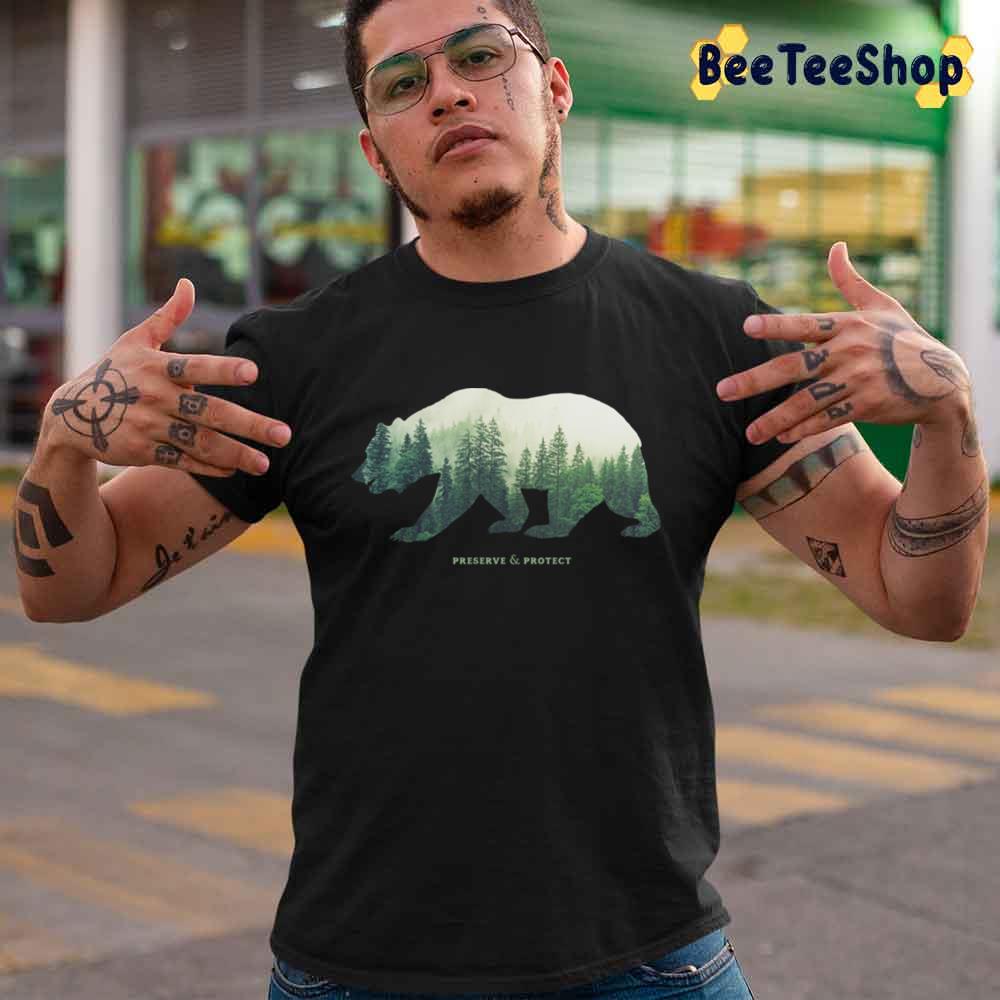 Preserve And Protect Nature Double Exposure Bear Silhouette Trees Forest Save The Environment Clim Unisex T-Shirt Preserve And Protect Nature Double Exposure Bear Silhouette Trees Forest Save The Environment Clim Unisex T-Shirt