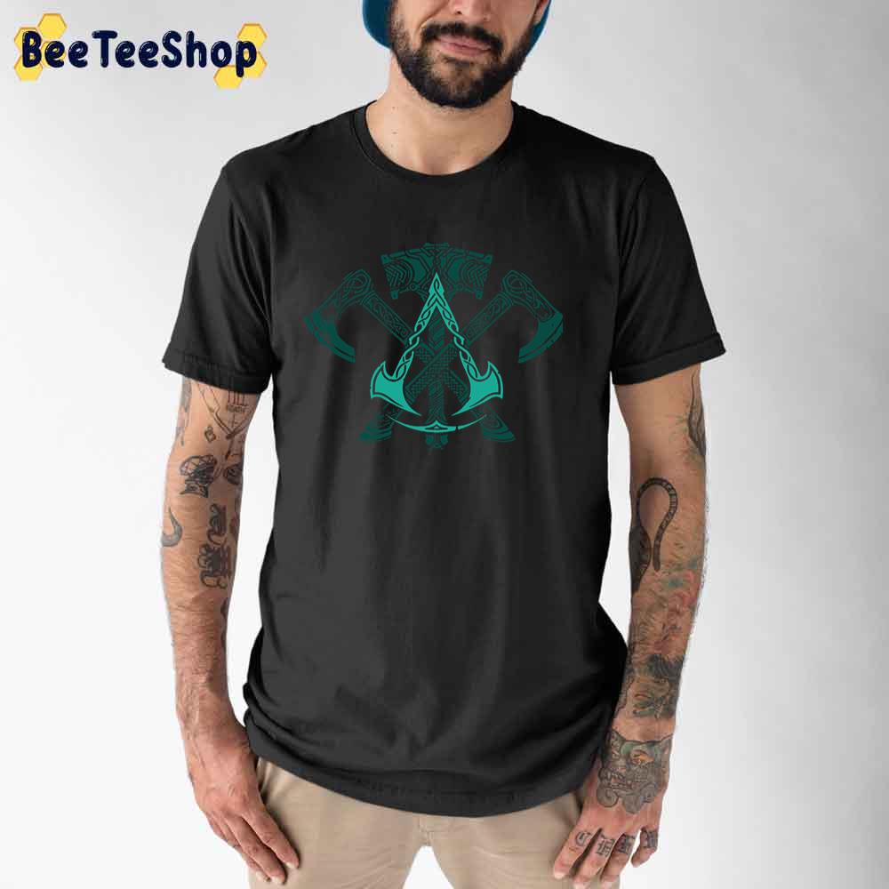 Ac Valhalla Logo And Axes Viking Unisex T-Shirt Ac Valhalla Logo And Axes Viking Unisex T-Shirt