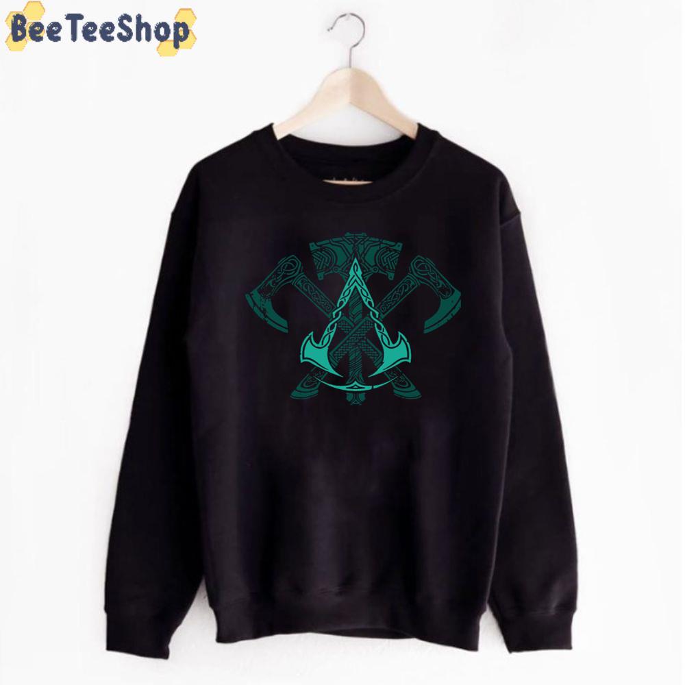 Ac Valhalla Logo And Axes Viking Unisex T-Shirt Ac Valhalla Logo And Axes Viking Unisex T-Shirt