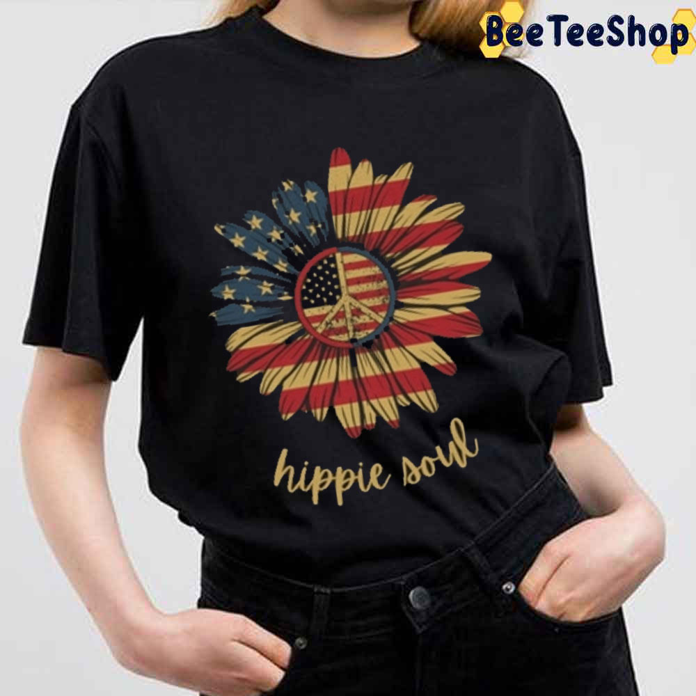 American Flag Sunflower Hippie Soul Unisex T-Shirt American Flag Sunflower Hippie Soul Unisex T-Shirt