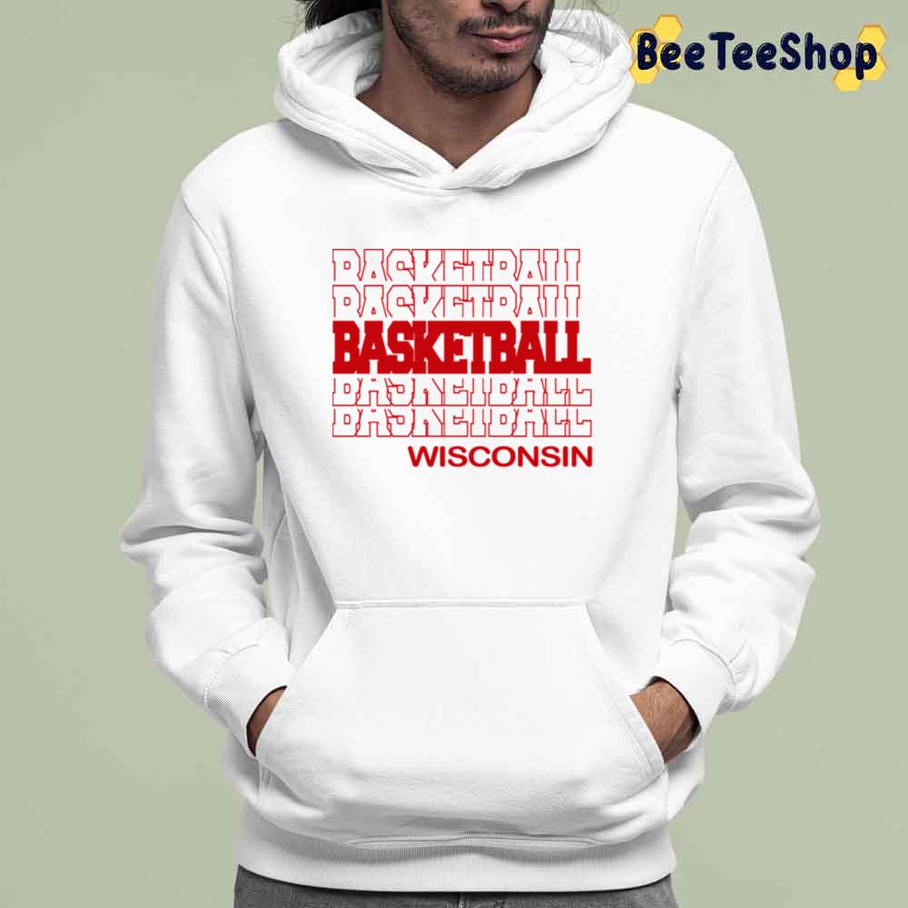Basketball Wisconsin In Modern Stacked Lettering Unisex T-Shirt Basketball Wisconsin In Modern Stacked Lettering Unisex T-Shirt