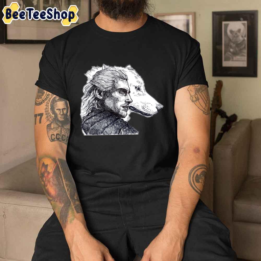 Black And White Style Wolf Geralt Of Rivia The Witcher Unisex T-Shirt Black And White Style Wolf Geralt Of Rivia The Witcher Unisex T-Shirt