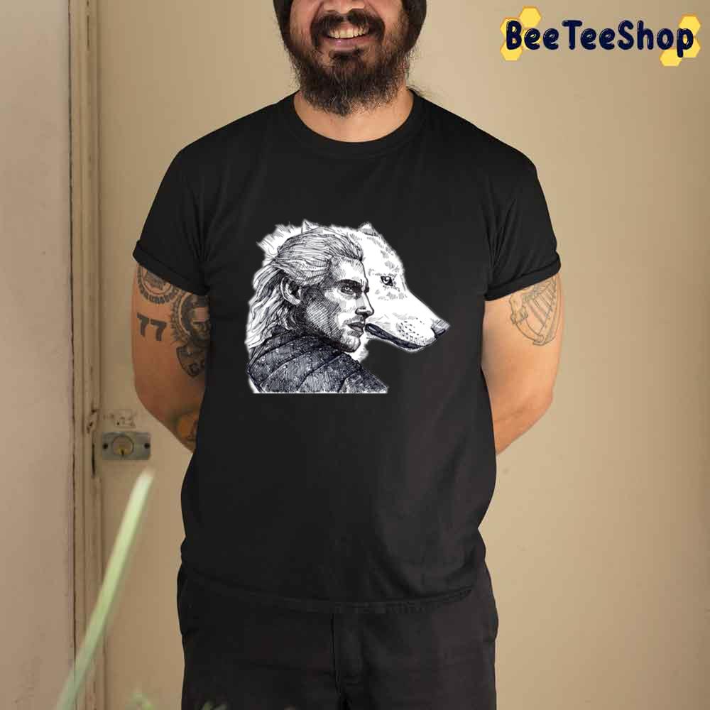 Black And White Style Wolf Geralt Of Rivia The Witcher Unisex T-Shirt Black And White Style Wolf Geralt Of Rivia The Witcher Unisex T-Shirt