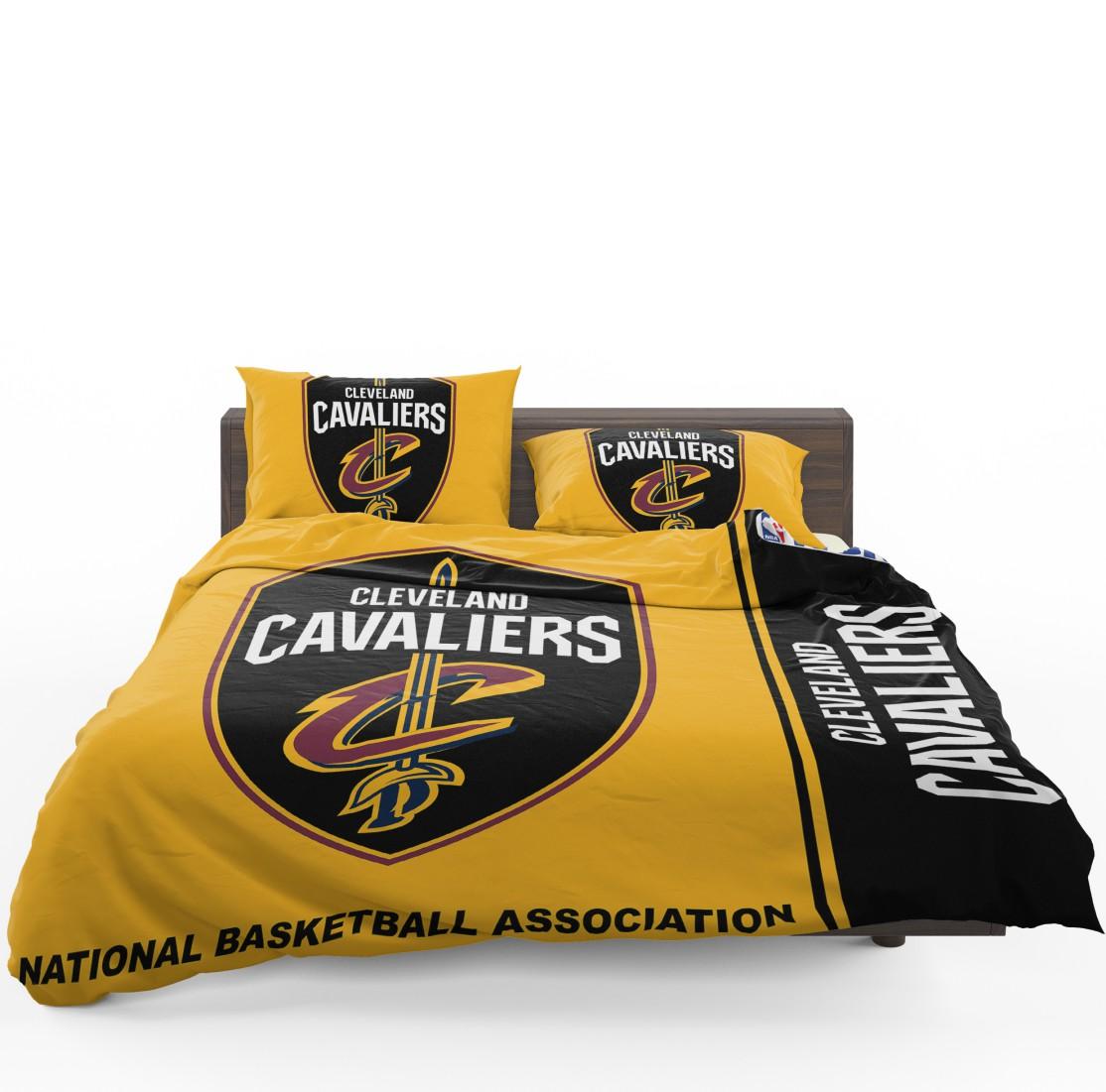 Black And Yellow Style Cleveland Cavaliers NBA Basketball Bedding Set Black And Yellow Style Cleveland Cavaliers NBA Basketball Bedding Set