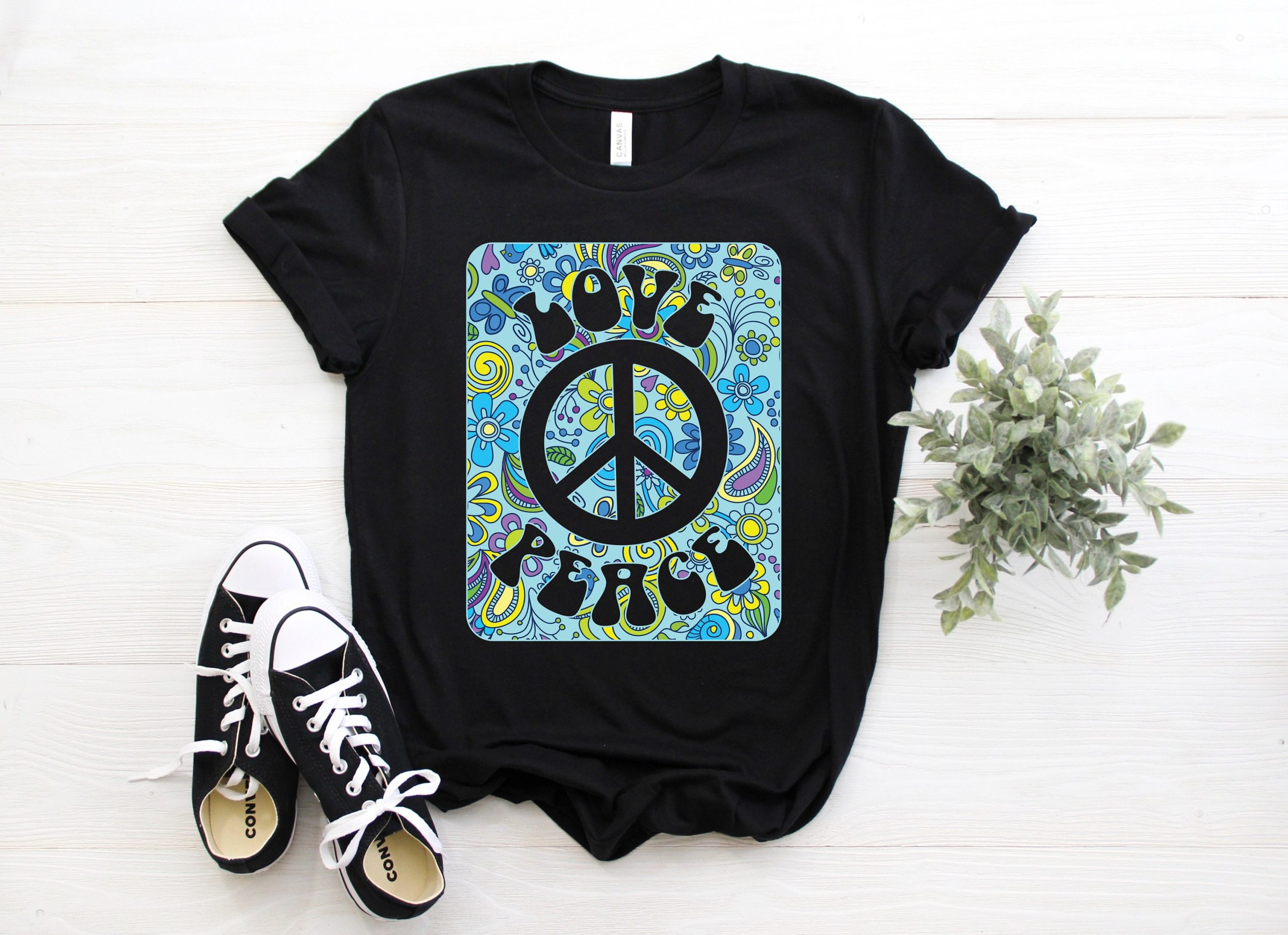 Blue Style Hippie Love Peace Unisex T-Shirt Blue Style Hippie Love Peace Unisex T-Shirt