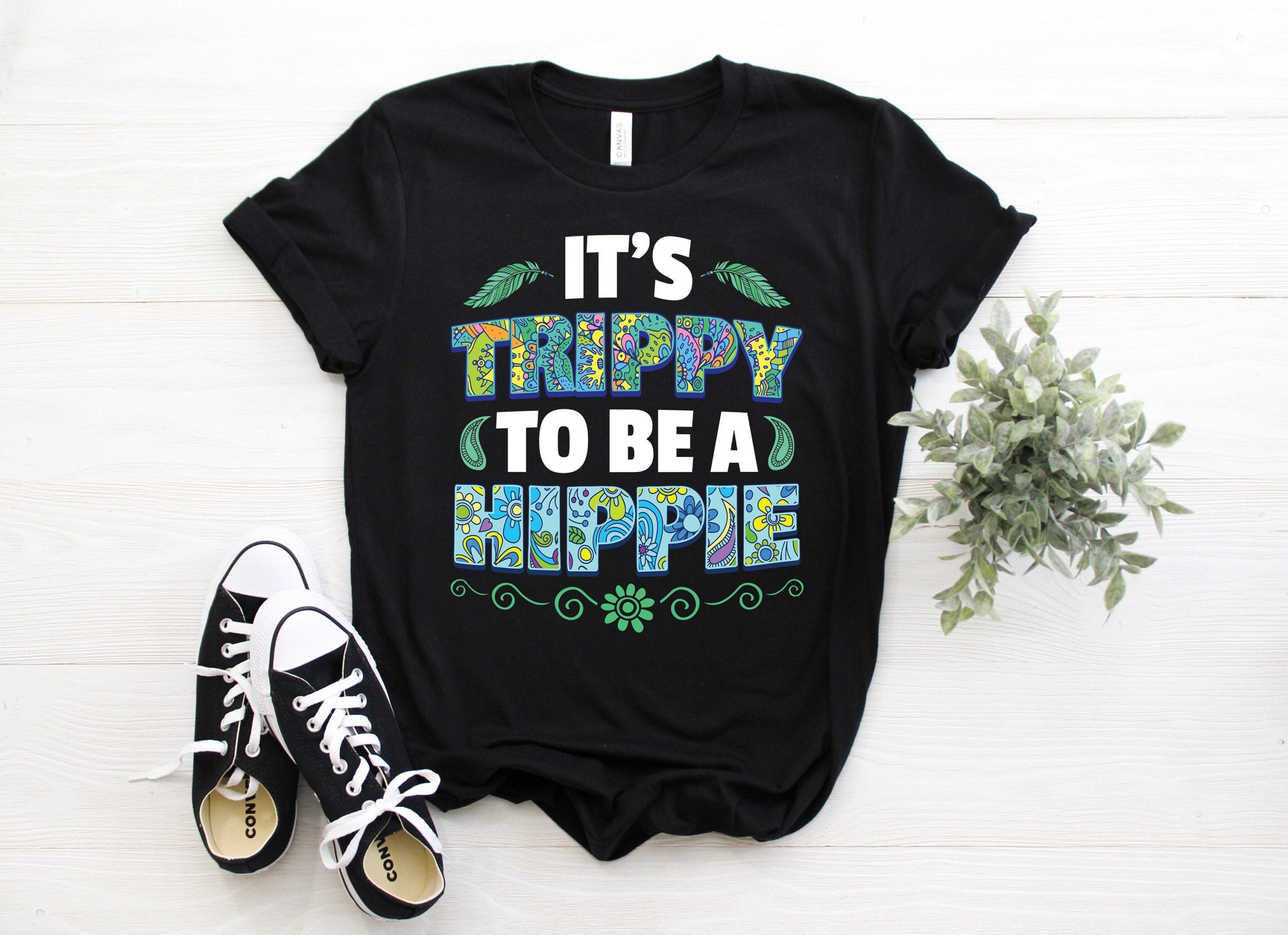 Blue Style It's Trippy To Be Hippie Peace Unisex T-Shirt Blue Style It's Trippy To Be Hippie Peace Unisex T-Shirt