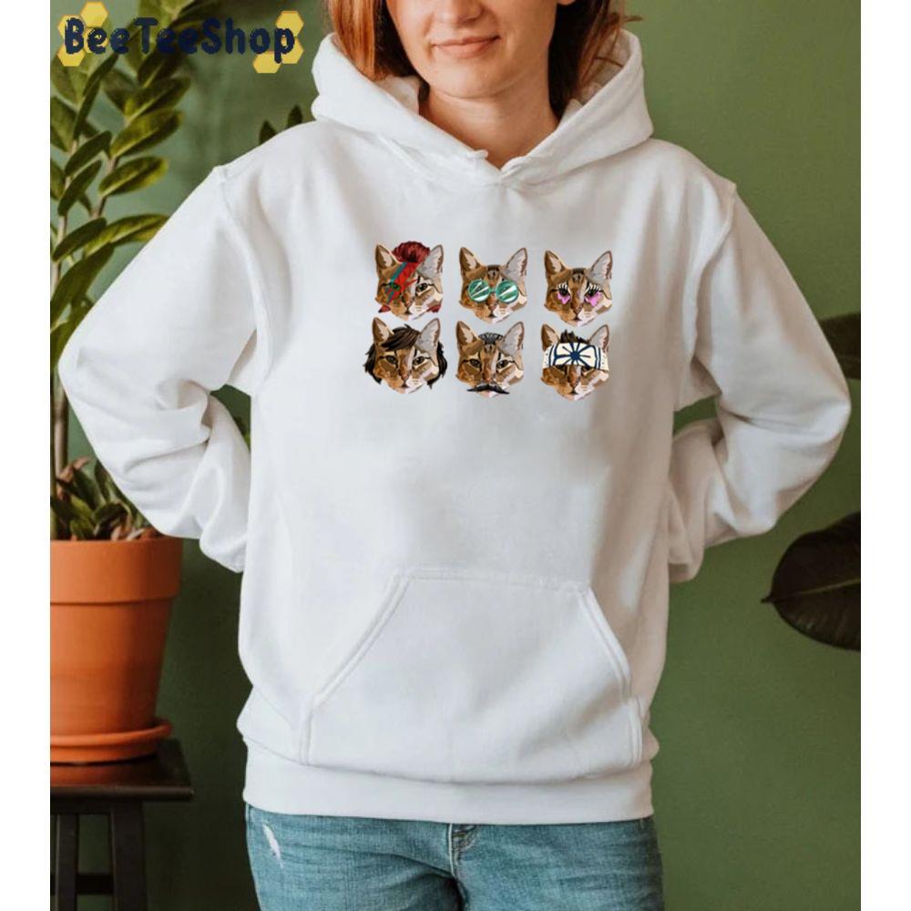 Cat Faces David Bowie Style Unisex T-Shirt Cat Faces David Bowie Style Unisex T-Shirt
