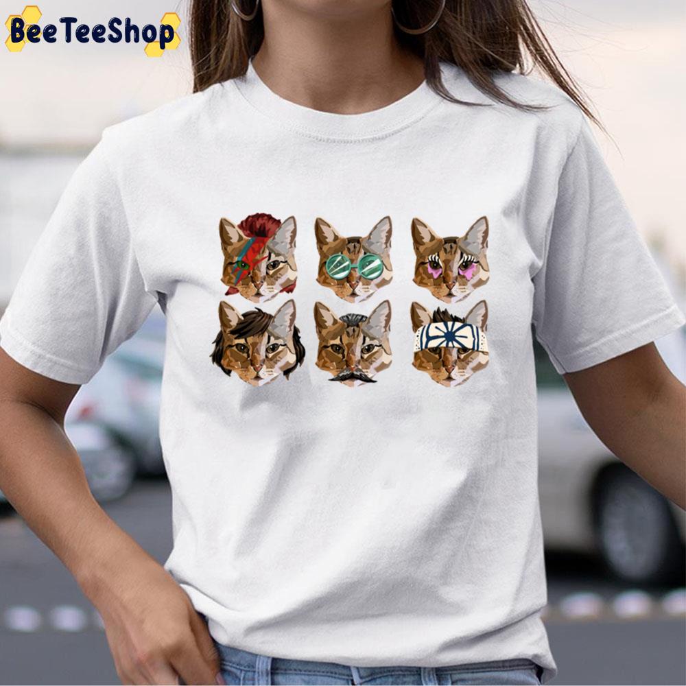 Cat Faces David Bowie Style Unisex T-Shirt Cat Faces David Bowie Style Unisex T-Shirt