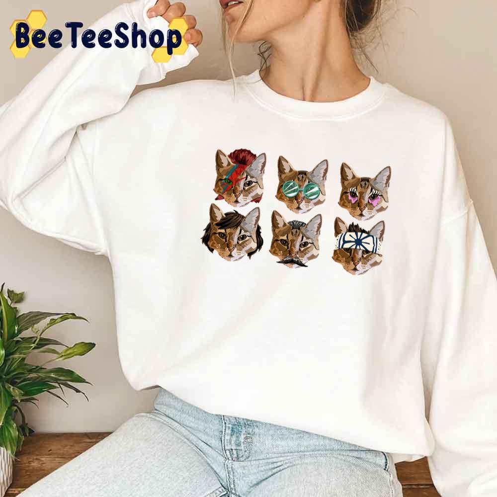 Cat Faces David Bowie Style Unisex T-Shirt Cat Faces David Bowie Style Unisex T-Shirt