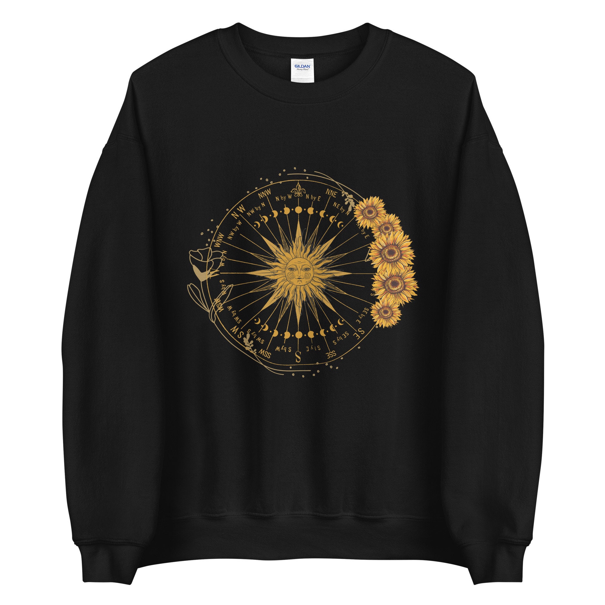 Celestial Sun Witchy Moon Phase Sunflower Hippie Unsiex T-Shirt Celestial Sun Witchy Moon Phase Sunflower Hippie Unsiex T-Shirt