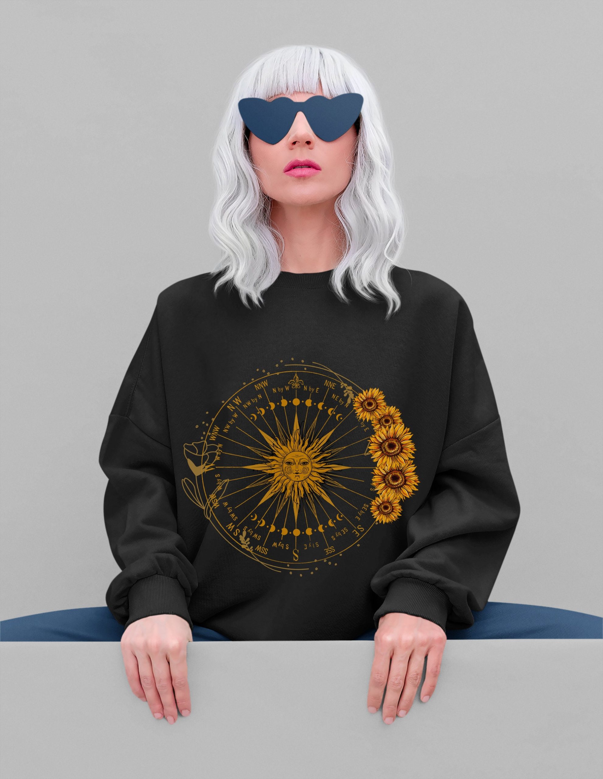 Celestial Sun Witchy Moon Phase Sunflower Hippie Unsiex T-Shirt Celestial Sun Witchy Moon Phase Sunflower Hippie Unsiex T-Shirt