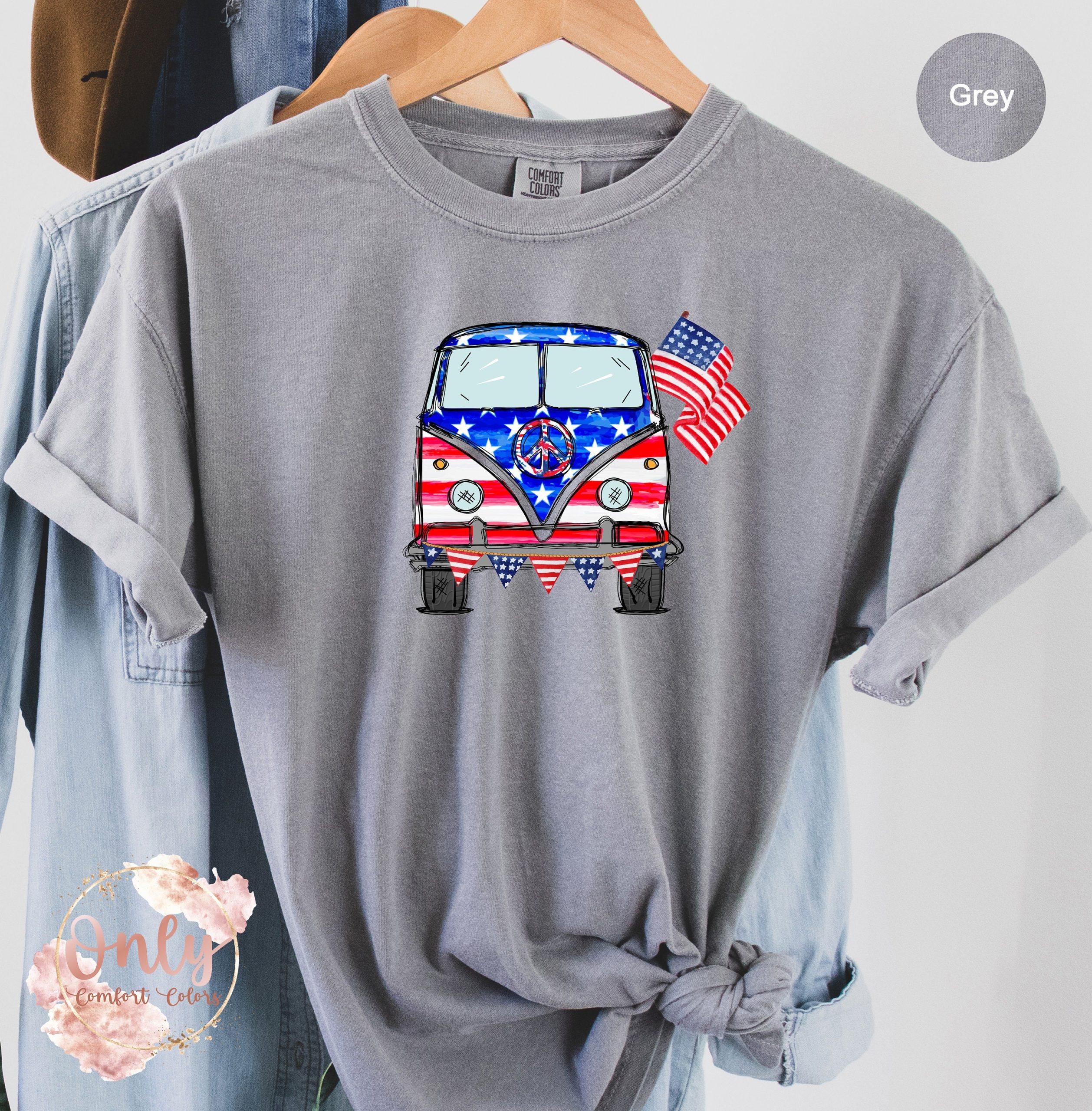Cute American Hippie Van Flag Memorial Day Unisex T-Shirt Cute American Hippie Van Flag Memorial Day Unisex T-Shirt