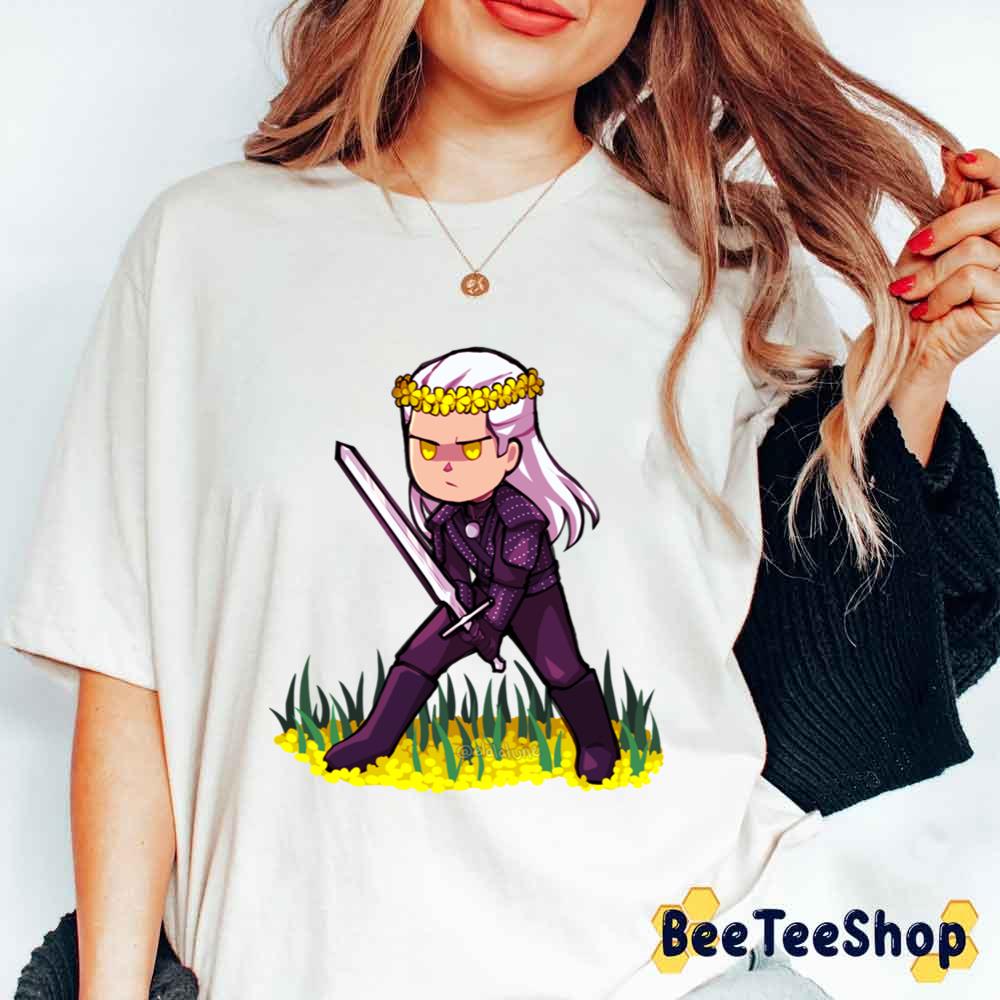 Cute Chibi Flower Crown Geralt The Witcher Unisex T-Shirt Cute Chibi Flower Crown Geralt The Witcher Unisex T-Shirt
