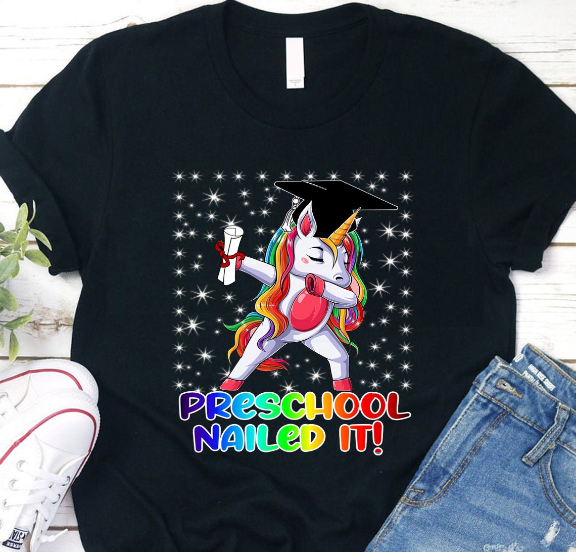 Cute Cute Unicorn Dabbing Preschool Nailed It Graduation Day Unisex T-Shirt Cute Cute Unicorn Dabbing Preschool Nailed It Graduation Day Unisex T-Shirt