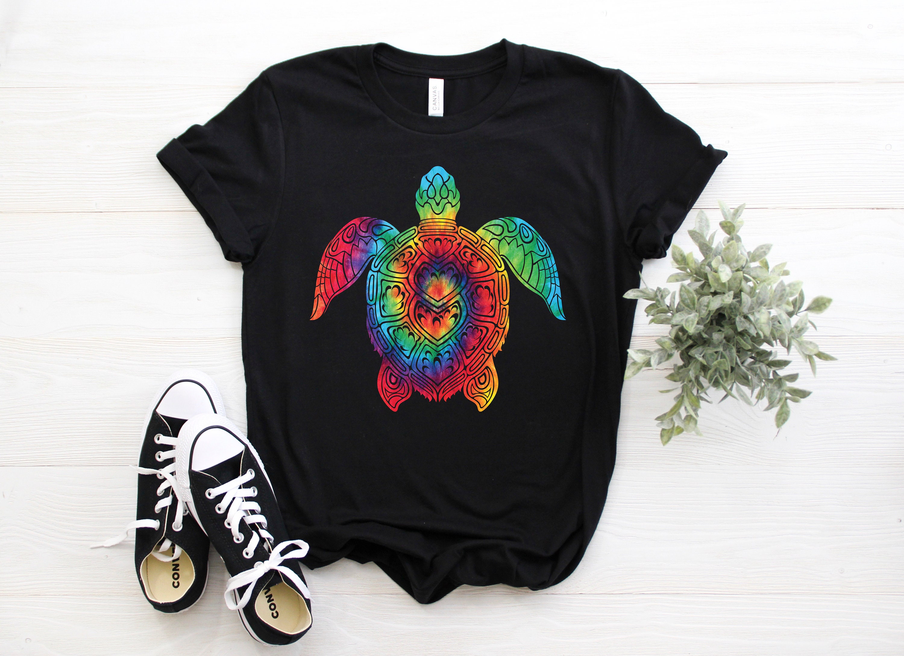 Cute Hippie Tie Dye Rainbow Turtle Peace Unisex T-Shirt