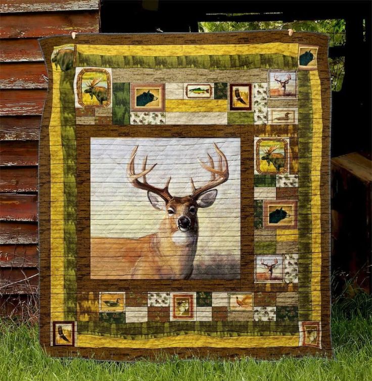 Deer Camo Pattern Quilt Blanket Deer Camo Pattern Quilt Blanket
