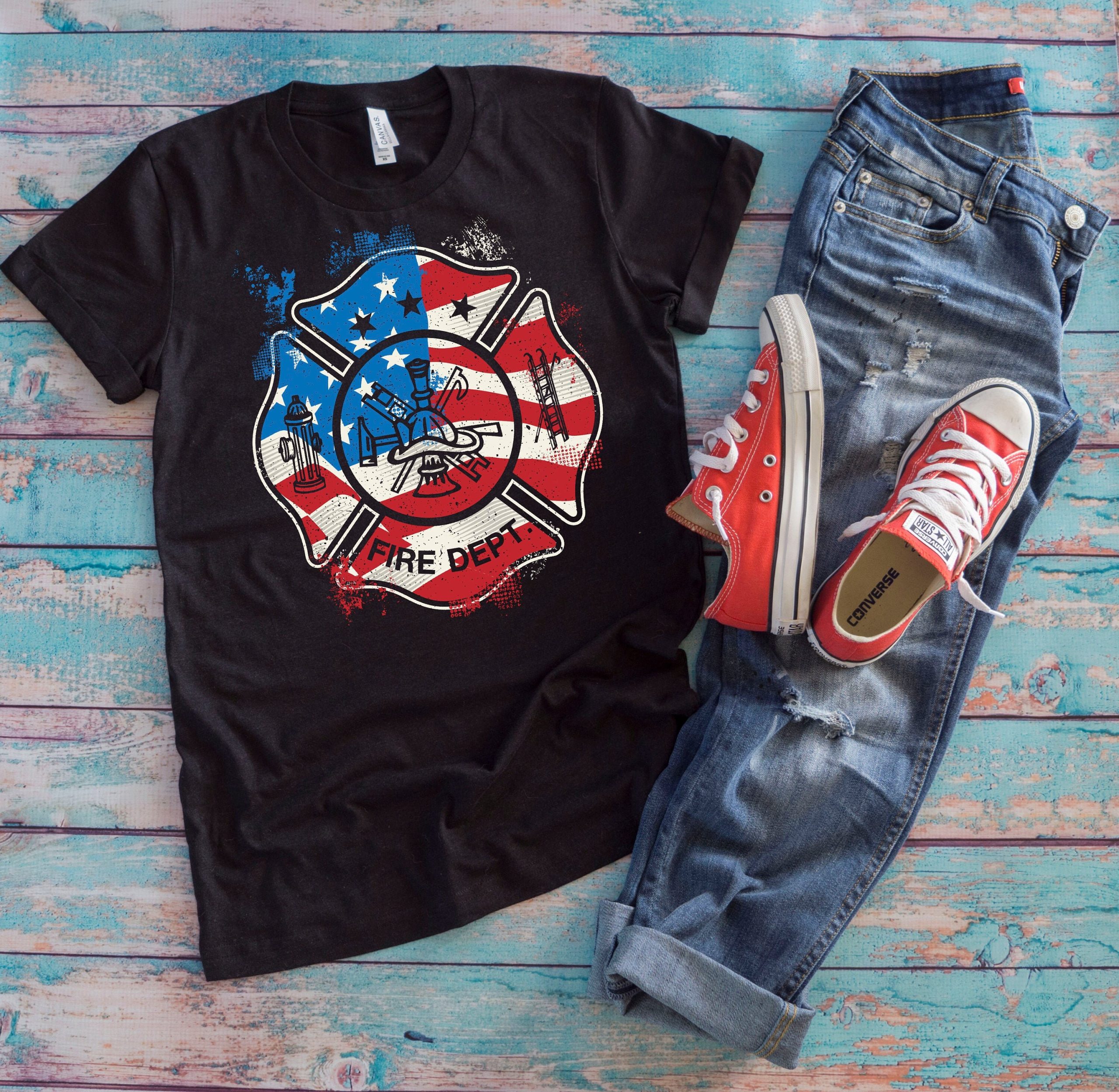 Firefighter American Flag Unisex T-Shirt Firefighter American Flag Unisex T-Shirt
