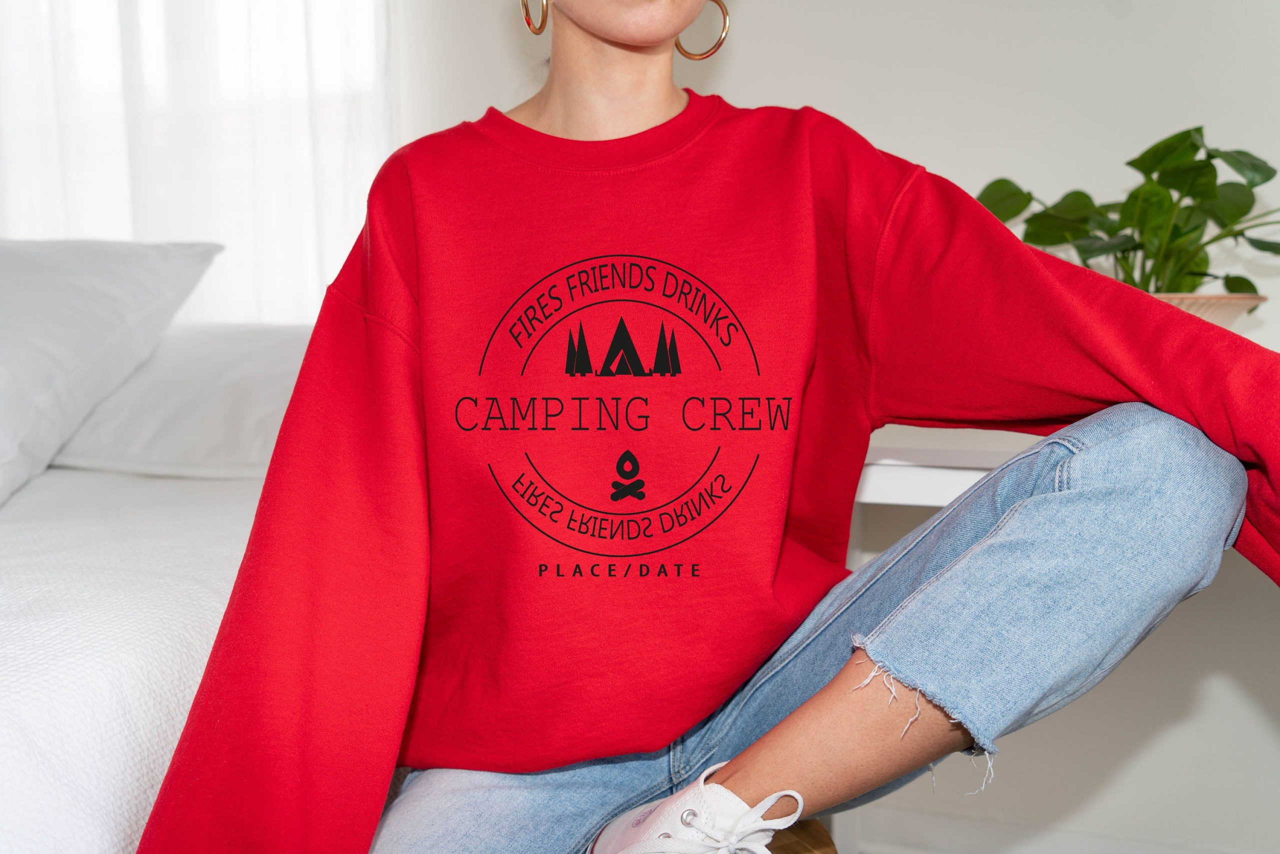Fires Friends Drinks Camping Crew Unisex Sweatshirt Fires Friends Drinks Camping Crew Unisex Sweatshirt