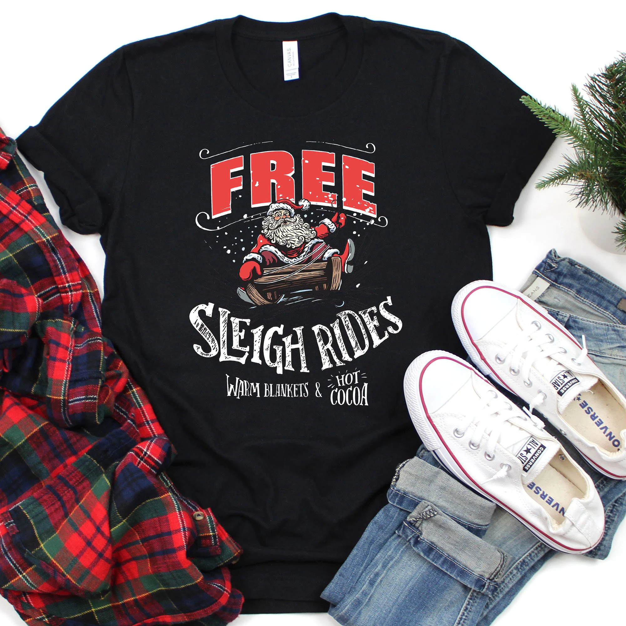 Free Sleigh Rides Christmas Unisex T-Shirt Free Sleigh Rides Christmas Unisex T-Shirt