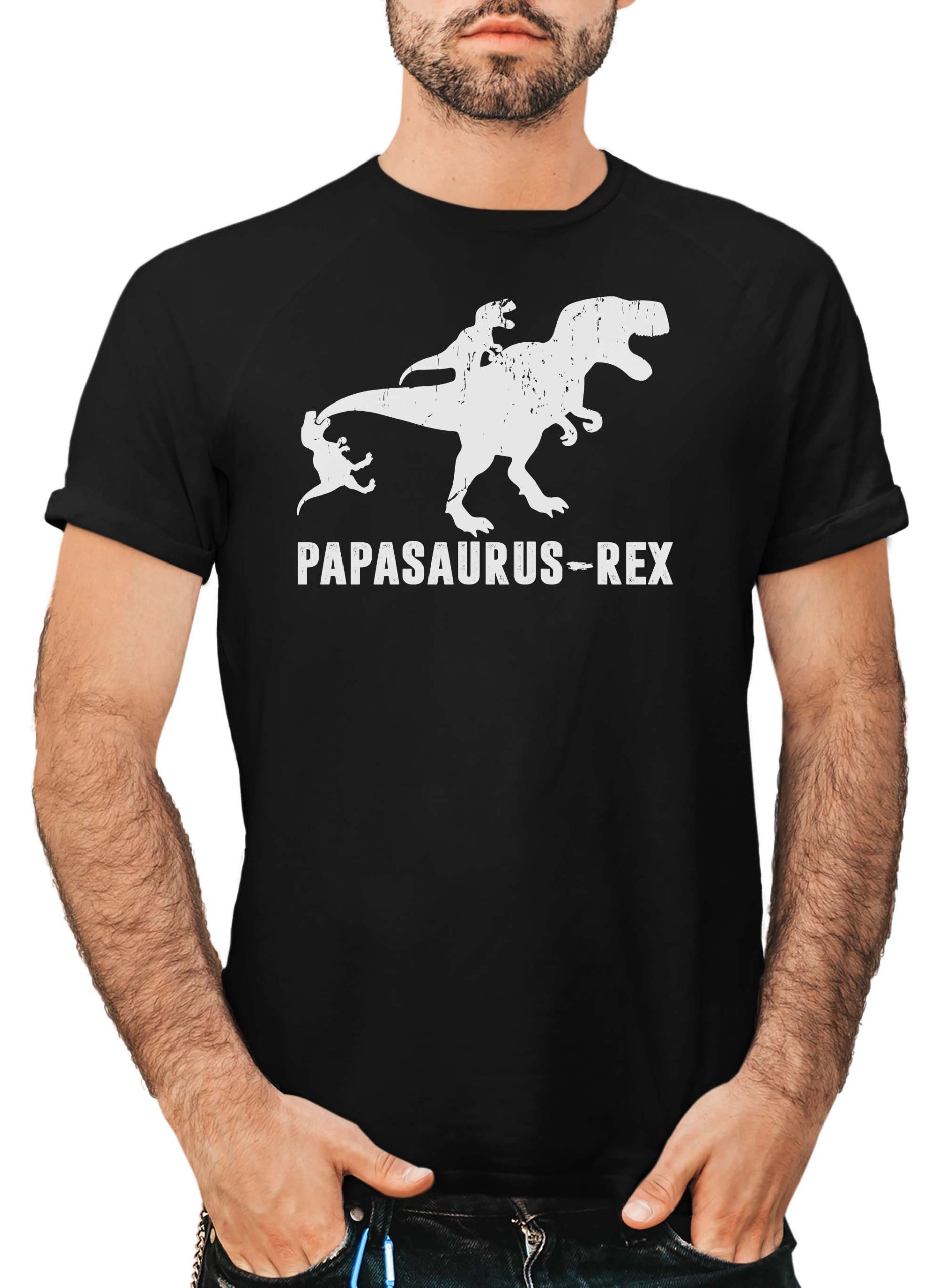 Funny 2 Kid Papasaurus Rex Happy Father's Day Unisex T-Shirt Funny 2 Kid Papasaurus Rex Happy Father's Day Unisex T-Shirt