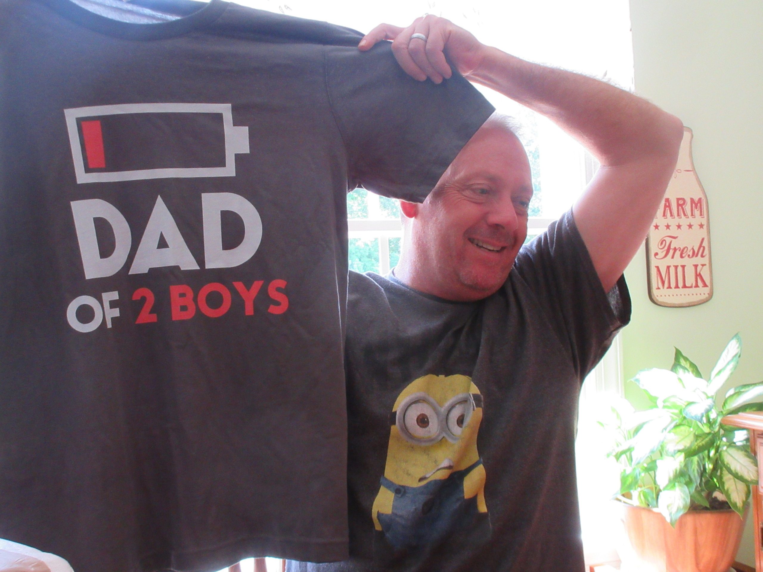 Funny Battery Power Failure Dad Of 2 Boys Happy Father's Day Unisex T-Shirt Funny Battery Power Failure Dad Of 2 Boys Happy Father's Day Unisex T-Shirt