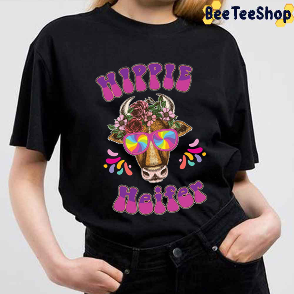 Funny Hippie Heifer Cow Peace Hippie Unisex T-Shirt Funny Hippie Heifer Cow Peace Hippie Unisex T-Shirt