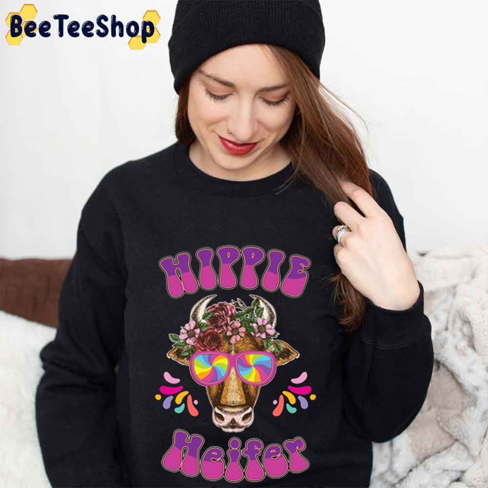 Funny Hippie Heifer Cow Peace Hippie Unisex T-Shirt Funny Hippie Heifer Cow Peace Hippie Unisex T-Shirt