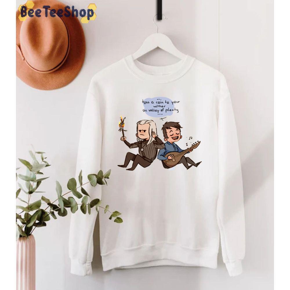 Geralt And Jaskier Playing Guitar The Witcher Unisex T-Shirt Geralt And Jaskier Playing Guitar The Witcher Unisex T-Shirt