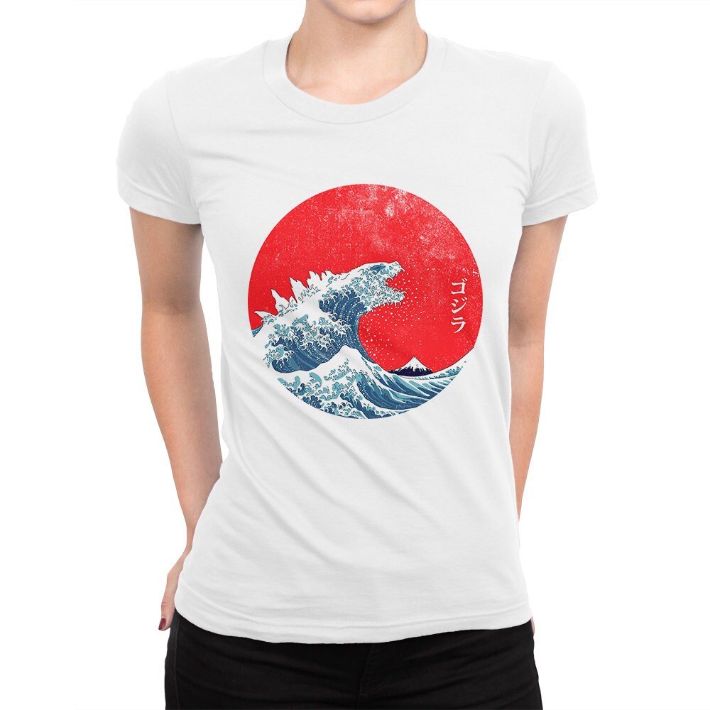Godzilla And The Great Wave Off Kanagawa Vintage T-Shirt Godzilla And The Great Wave Off Kanagawa Vintage T-Shirt
