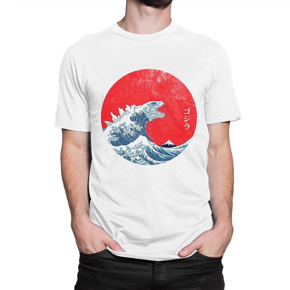 Godzilla And The Great Wave Off Kanagawa Vintage T-Shirt Godzilla And The Great Wave Off Kanagawa Vintage T-Shirt