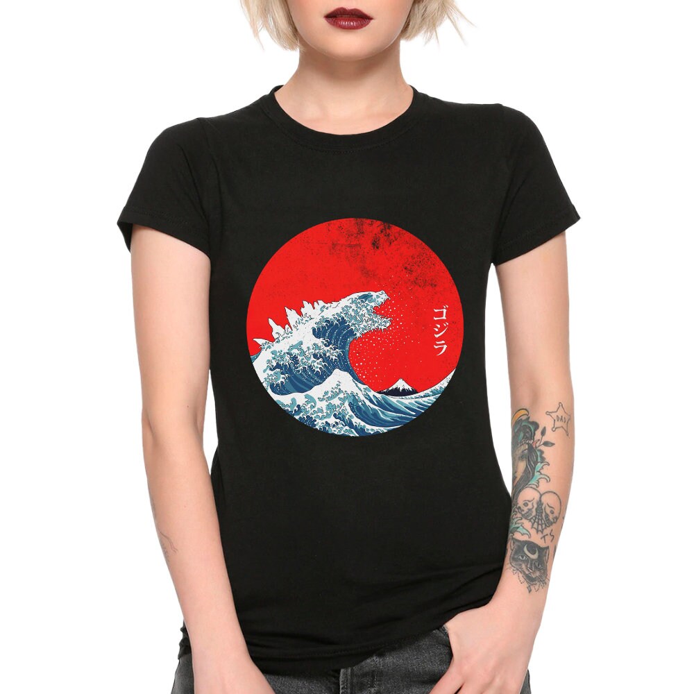 Godzilla And The Great Wave Off Kanagawa Vintage T-Shirt Godzilla And The Great Wave Off Kanagawa Vintage T-Shirt