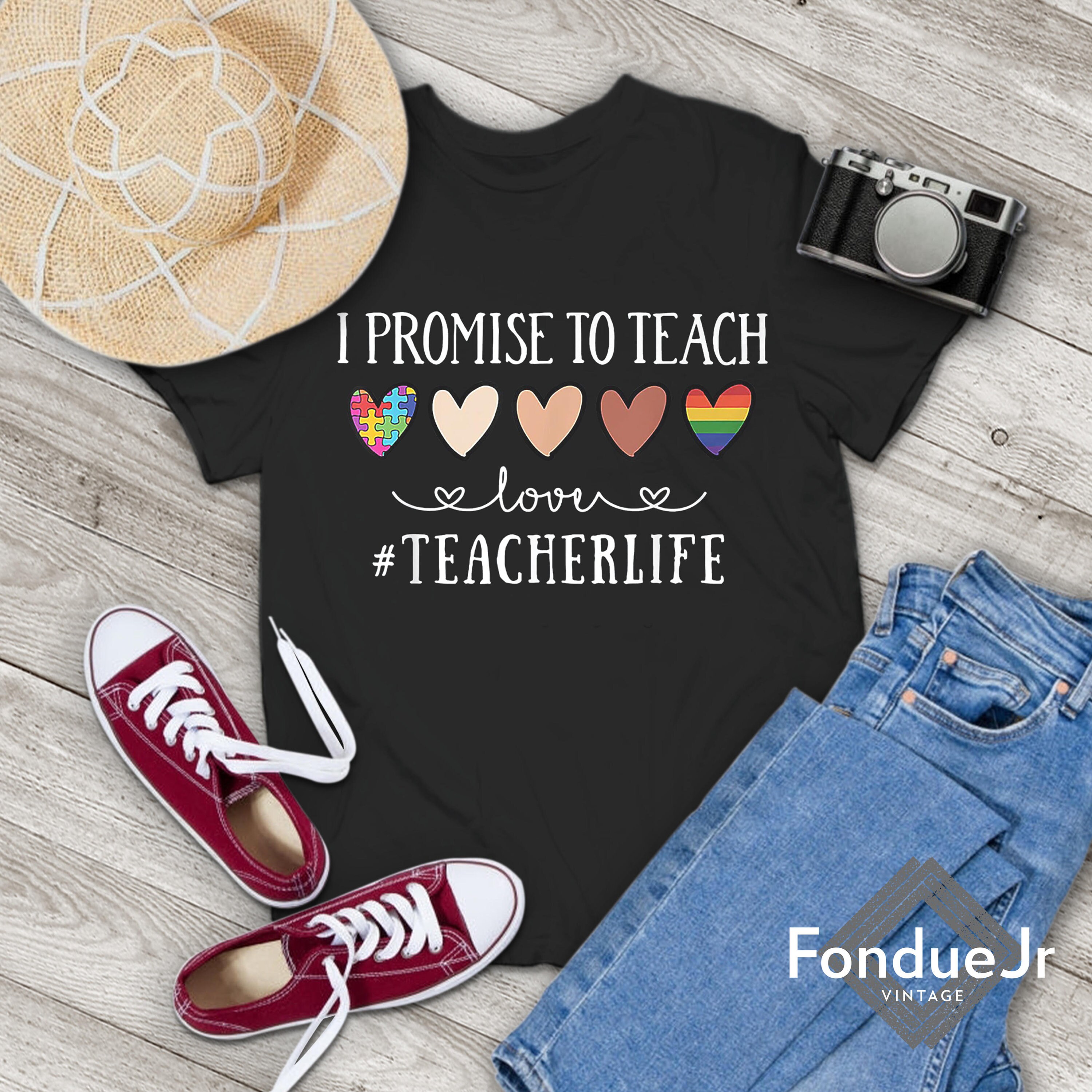 Heart Vintage I Promise To Teach Love Teacher Life Unisex T-Shirt Heart Vintage I Promise To Teach Love Teacher Life Unisex T-Shirt