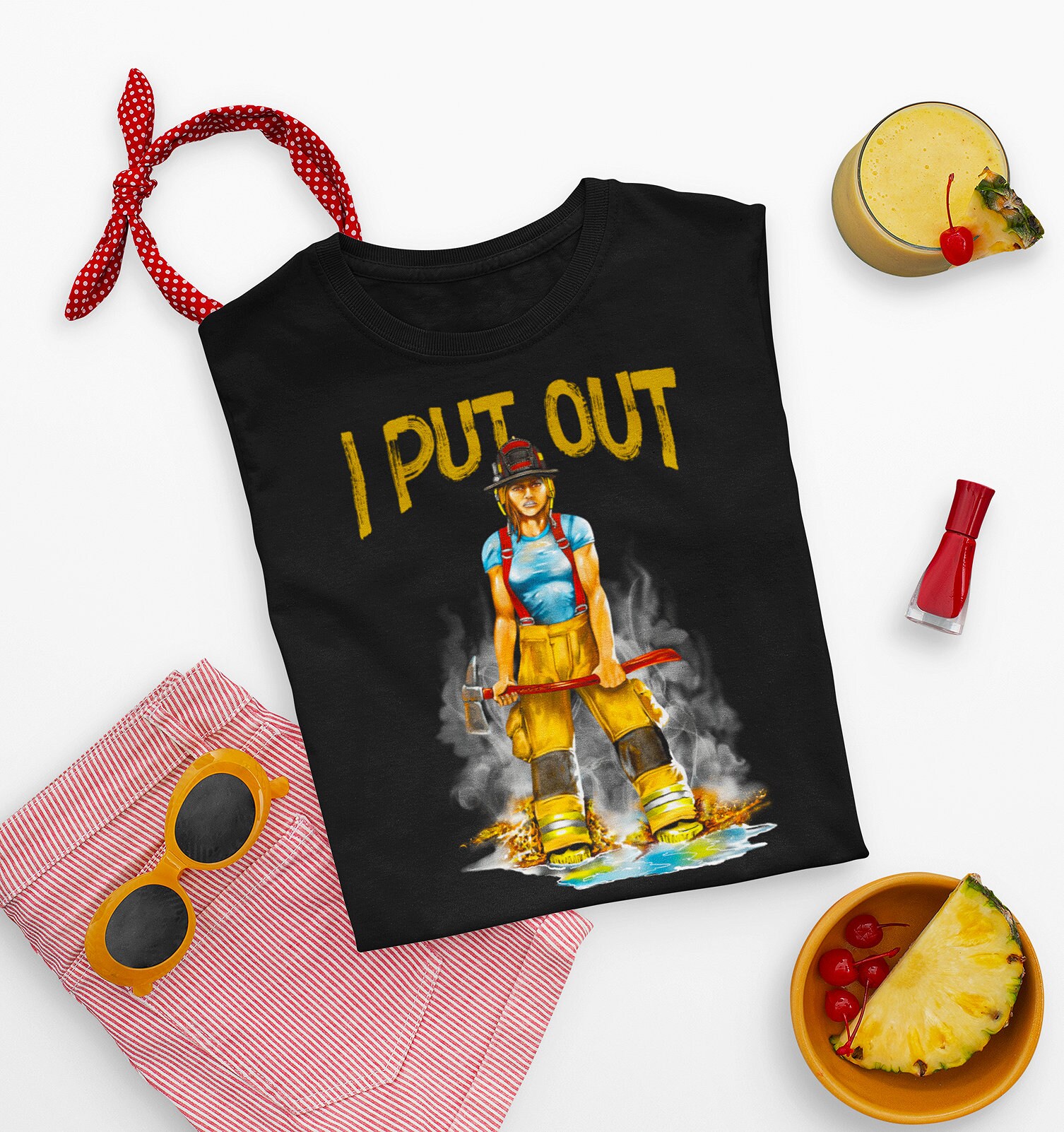 I Put Out Funny Womens Firefighter Unisex T-Shirt I Put Out Funny Womens Firefighter Unisex T-Shirt
