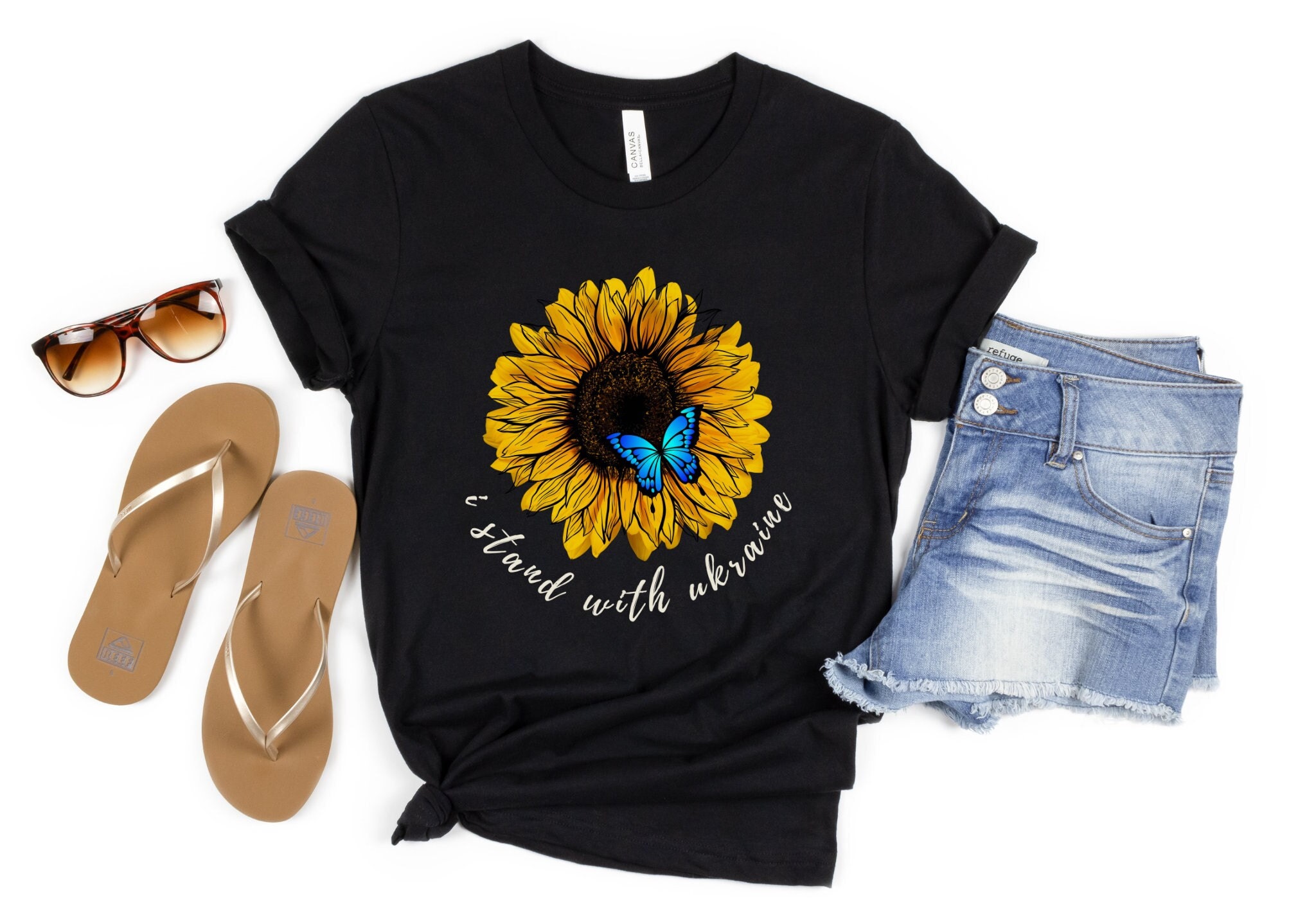 I Stand With Ukraine Sunflower Hippie Unisex T-Shirt I Stand With Ukraine Sunflower Hippie Unisex T-Shirt