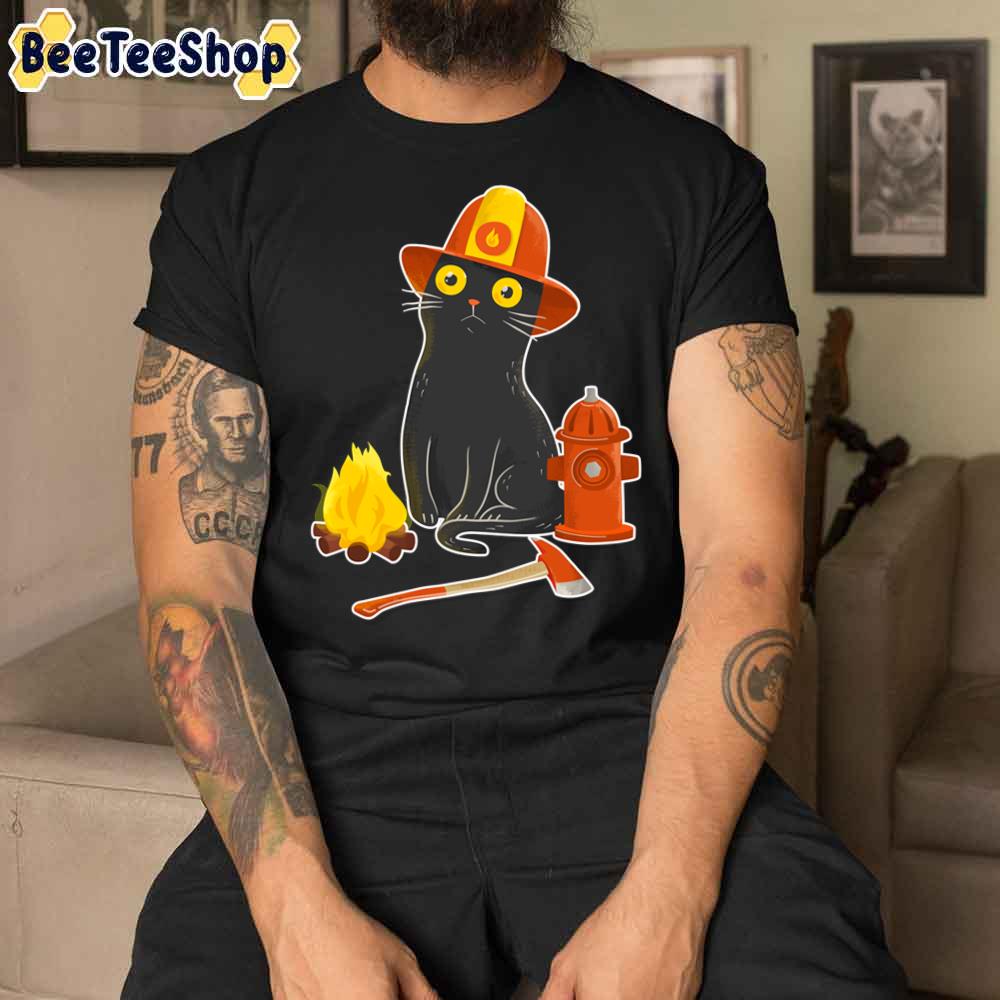 Intense Gaze Firefighter Cat Unisex T-Shirt Intense Gaze Firefighter Cat Unisex T-Shirt