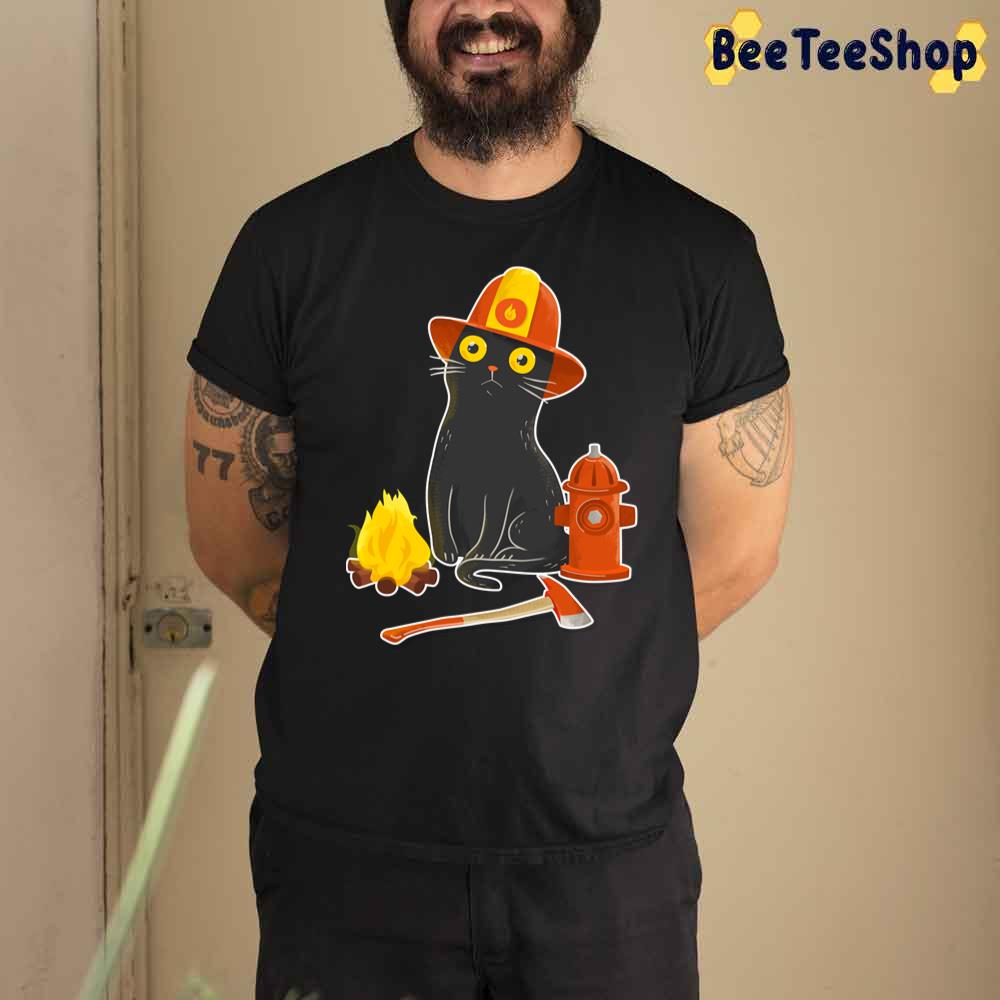 Intense Gaze Firefighter Cat Unisex T-Shirt Intense Gaze Firefighter Cat Unisex T-Shirt