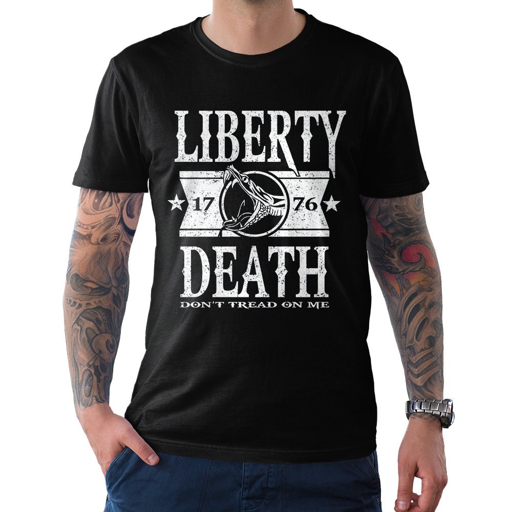 Liberty Or Death Don't Tread On Me T-Shirt, Gadsden Flag Tee, Men's Women's All Sizes Liberty Or Death Don't Tread On Me T-Shirt, Gadsden Flag Tee, Men's Women's All Sizes