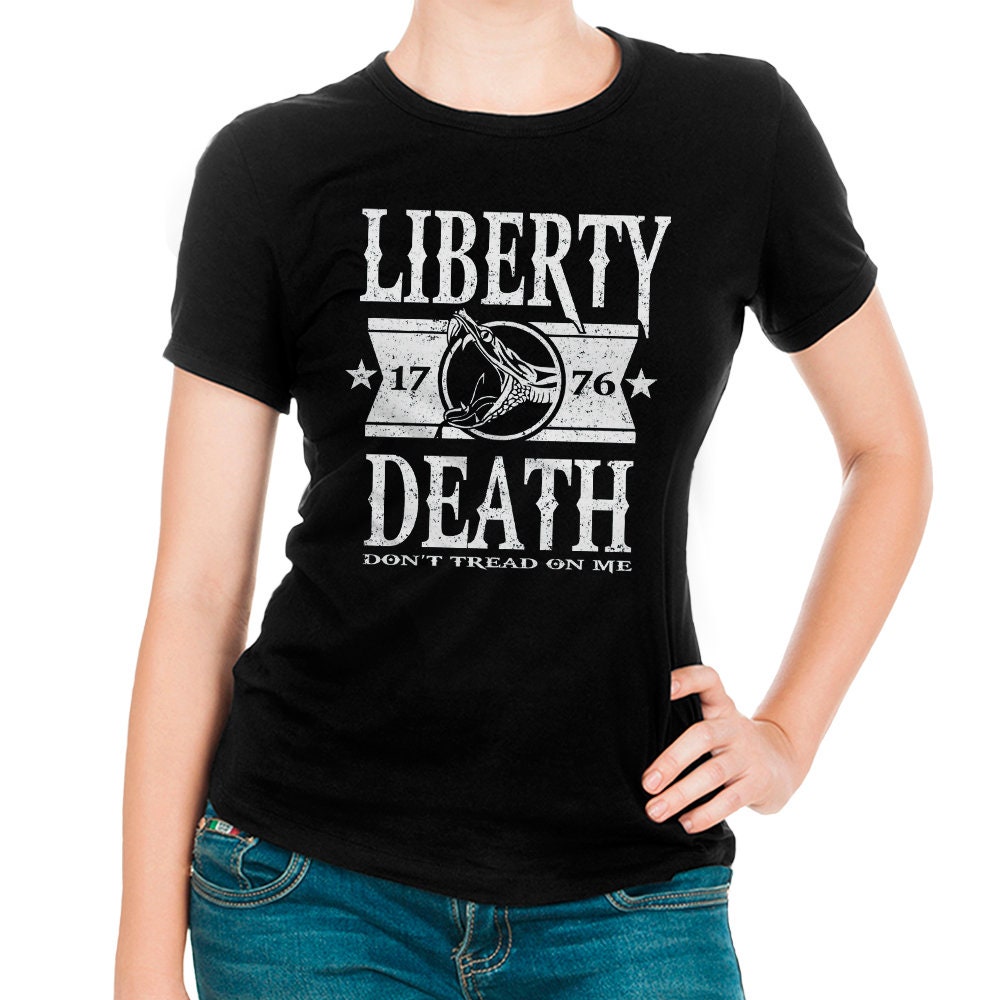 Liberty Or Death Don't Tread On Me T-Shirt, Gadsden Flag Tee, Men's Women's All Sizes Liberty Or Death Don't Tread On Me T-Shirt, Gadsden Flag Tee, Men's Women's All Sizes